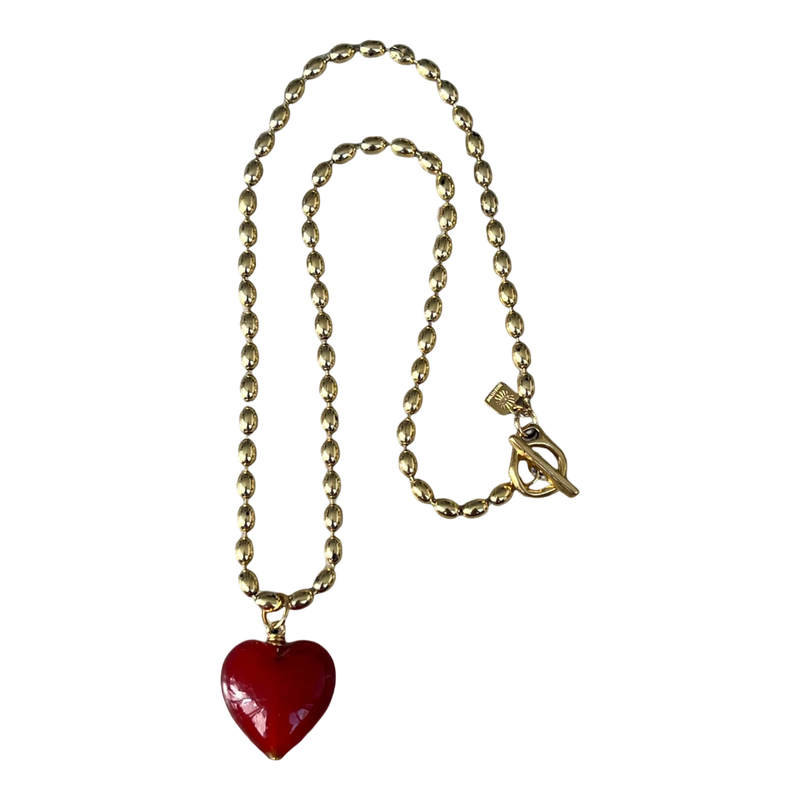 Bacio Murano Glass Heart Necklace