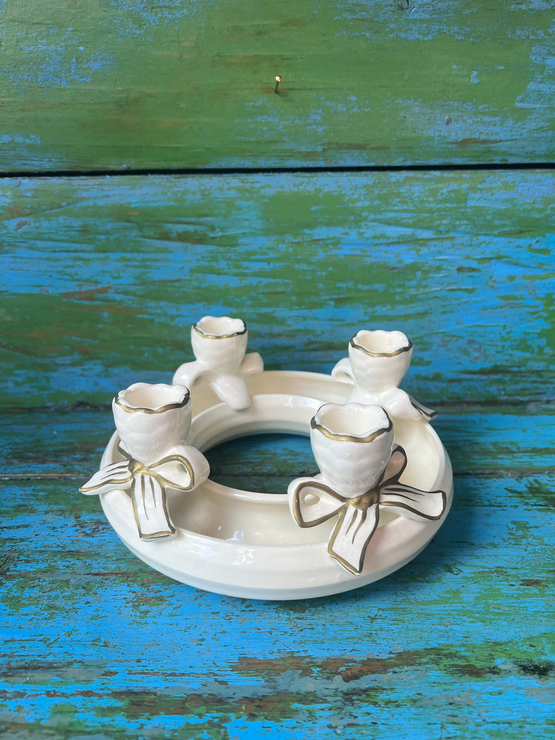 Vintage Ceramic Bow Candleholder/Advent