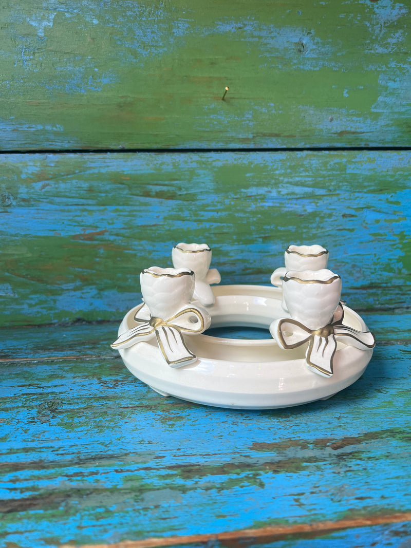 Vintage Ceramic Bow Candleholder/Advent