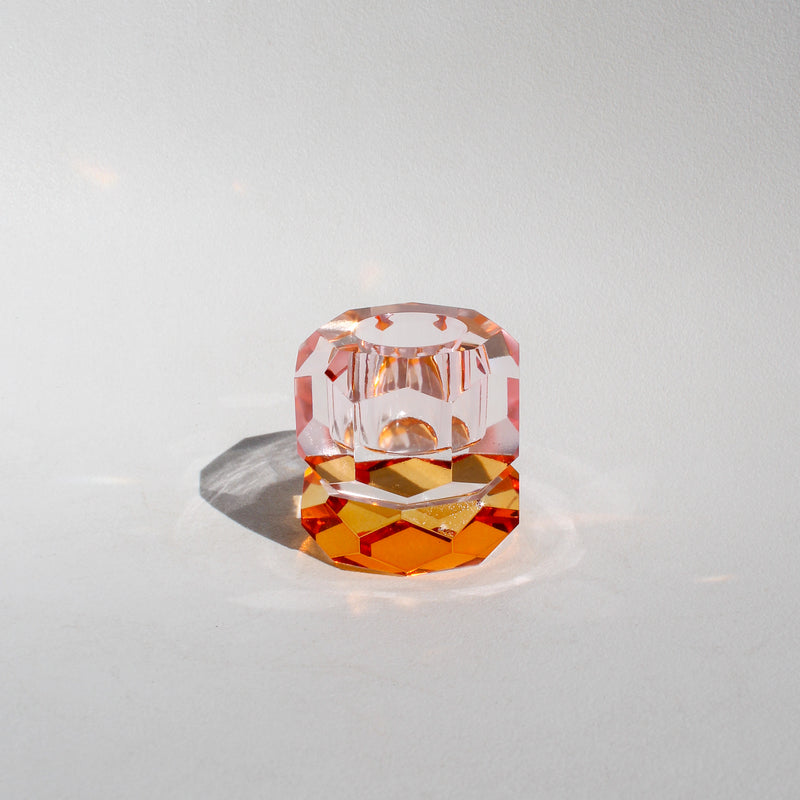 Shorty Crystal Candleholder - Orange