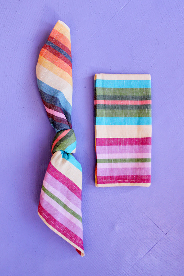 Mini Rainbow Stripe Napkins - Set of 4