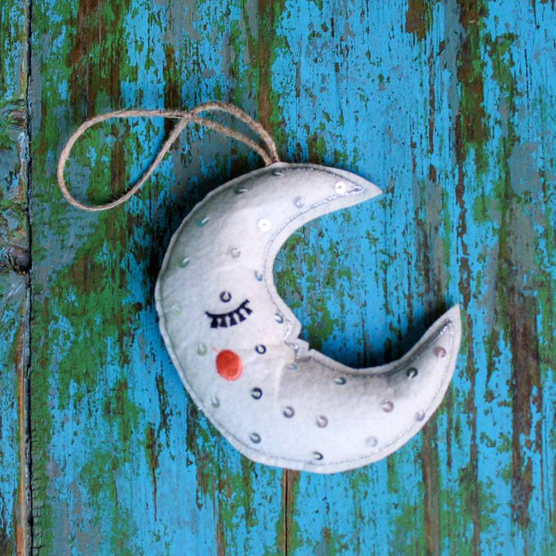 Sequin Moon Ornament