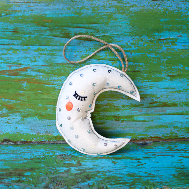 Sequin Moon Ornament