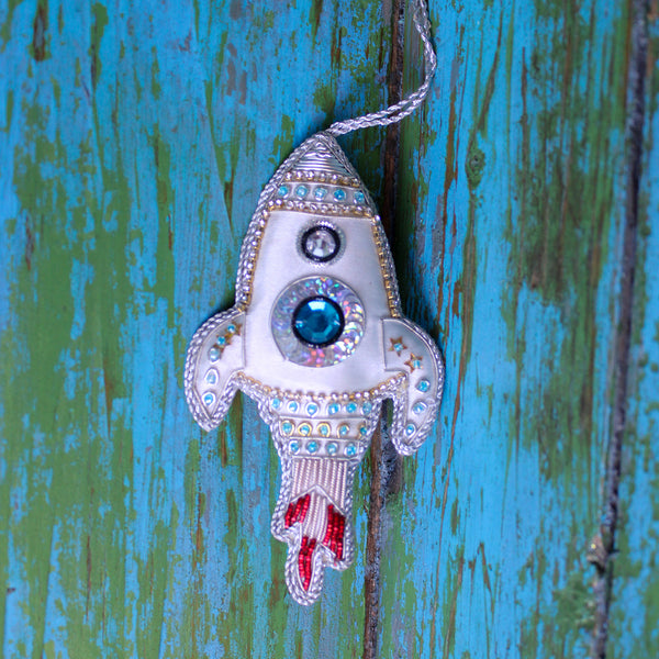 Beaded Rocketship Ornament