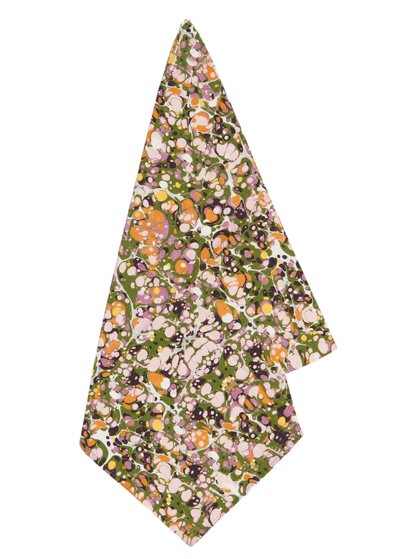 Marble Linen Napkin - Green, Pink, Orange