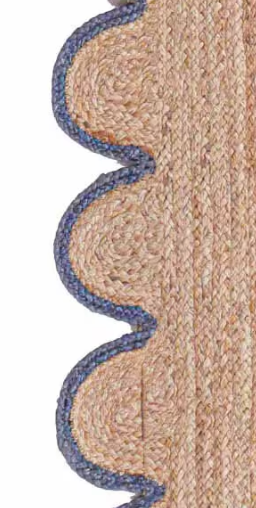 Color Trim Scallop Edge Jute Rug