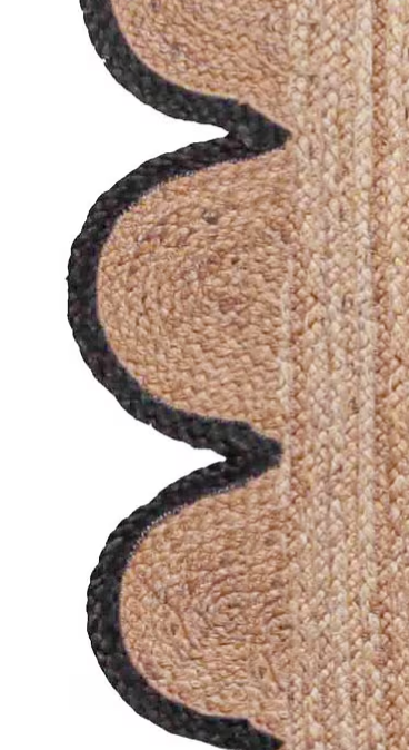 Color Trim Scallop Edge Jute Rug