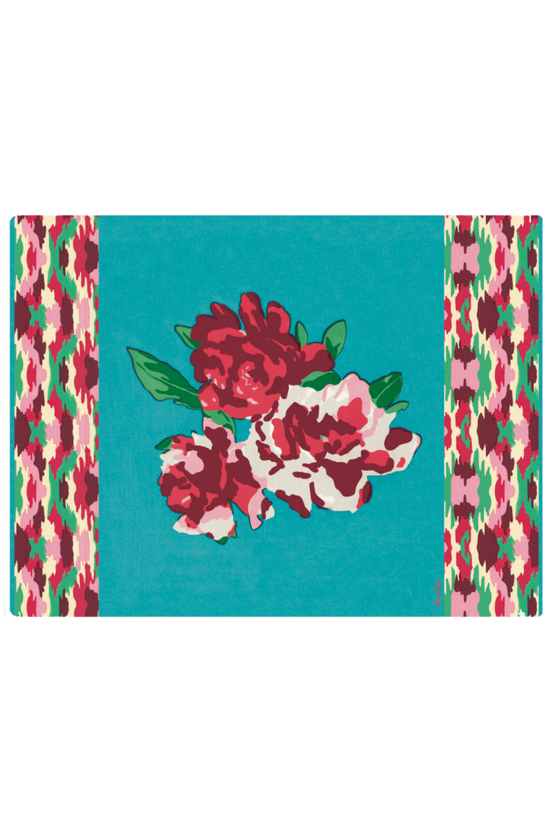 Rectangular Dali' Peony Placemat - Turquoise