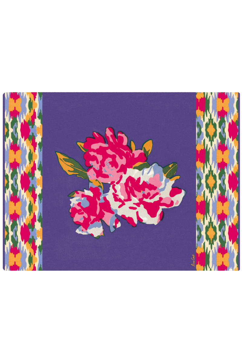 Rectangular Dali' Peony Placemat - Indigo