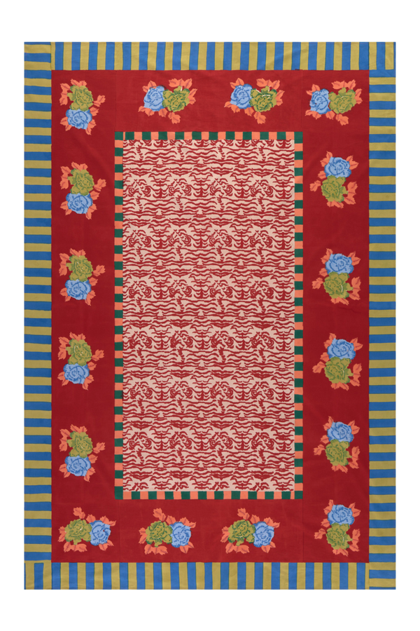 Cotton Tablecloth - Indian Tiger Red