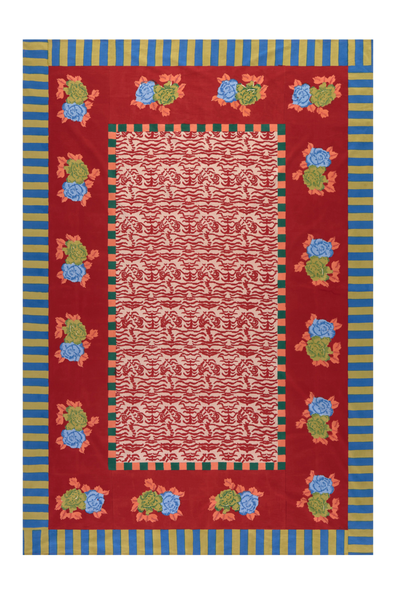 Cotton Tablecloth - Indian Tiger Red