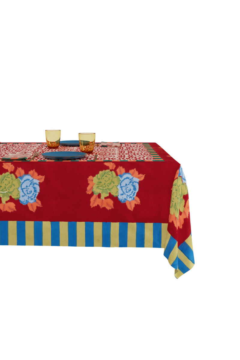 Cotton Tablecloth - Indian Tiger Red