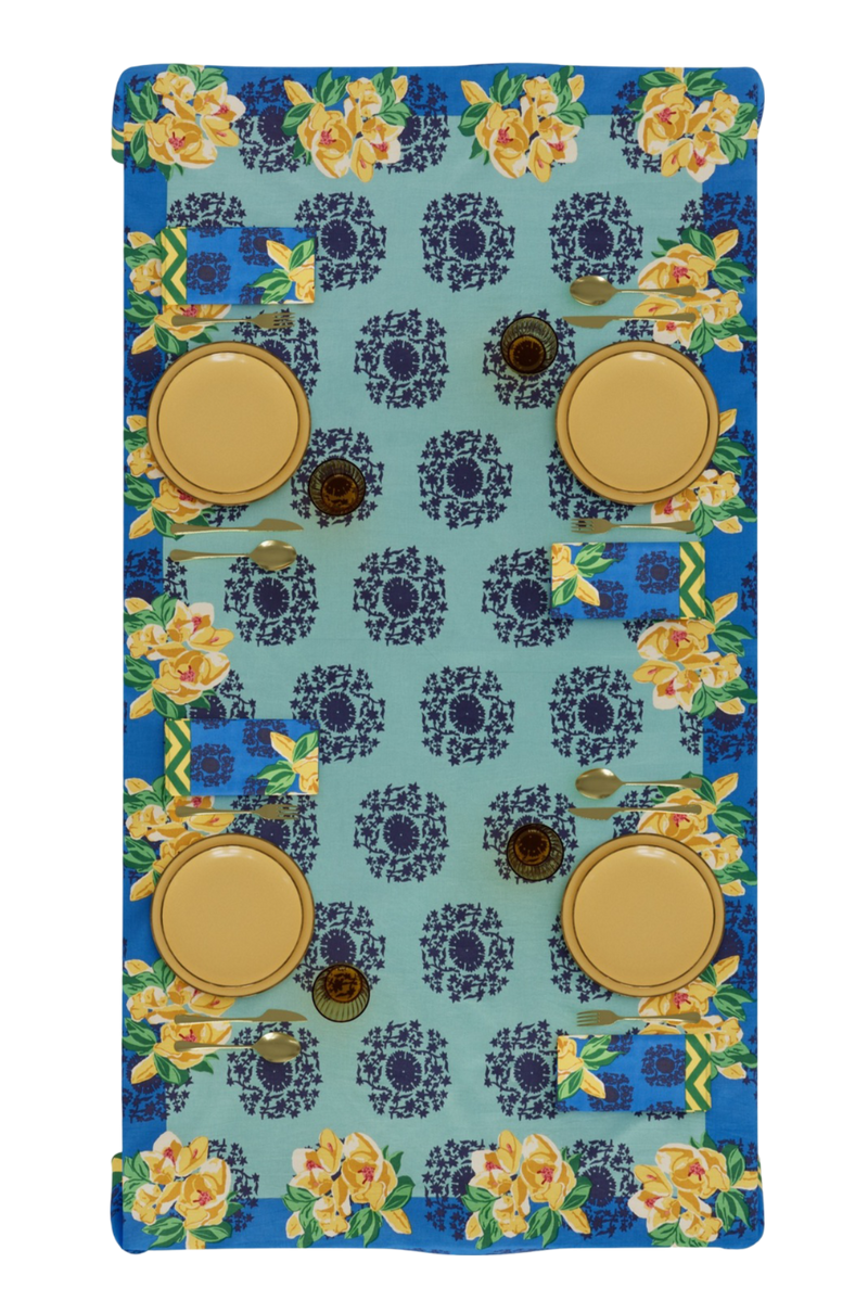 Cotton Tablecloth - Planet Blue Celadon