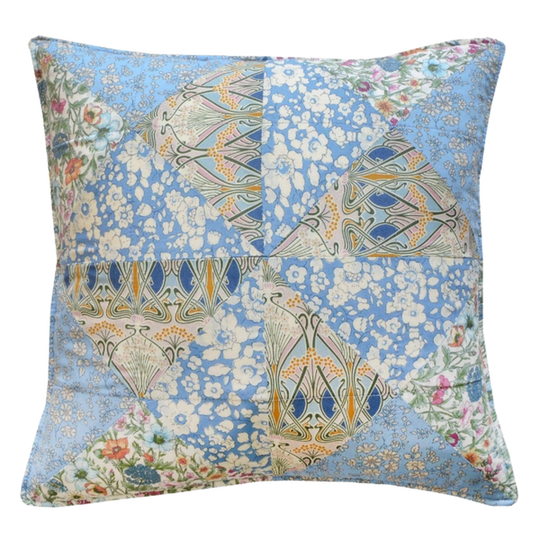 Liberty Print Patchwork Cushion - Blue Traingles