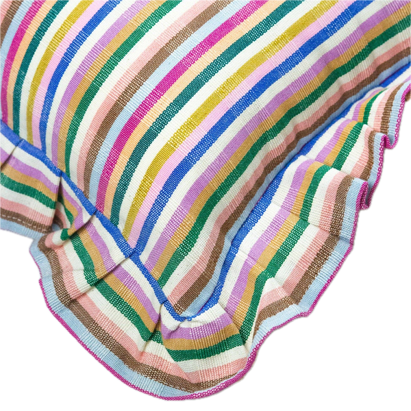 Valentina Ruffle Rainbow Stripe Pillow