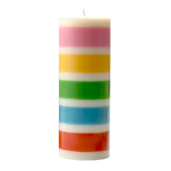 Happy Birthday Rainbow Stripe Pillar Candle